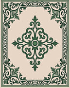 Elegant Swirl Green Floral Pattern Rug
