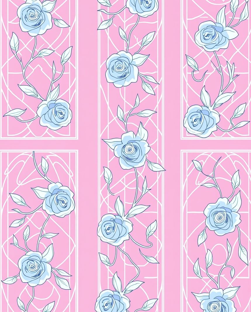Pastel Rose Garden Window Pattern Rug