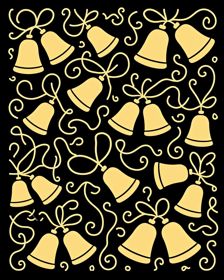 Golden Bells with Swirling Ribbons Rug