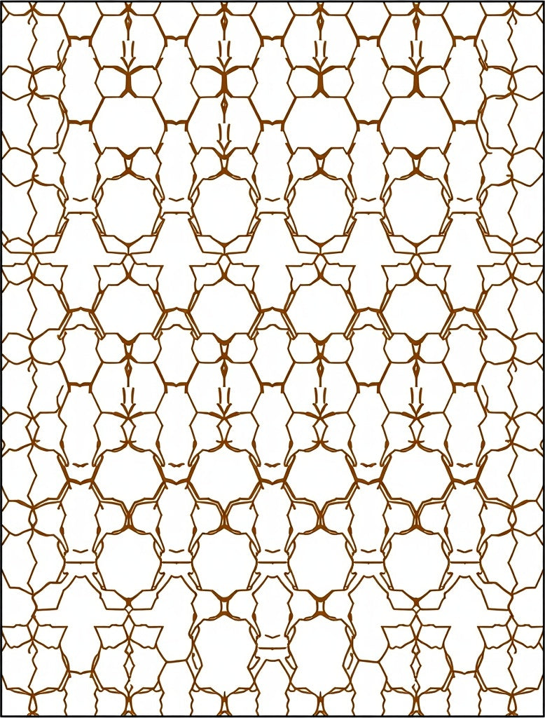 Brown Hexagonal Outline Pattern Rug