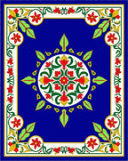 Floral Sunburst With Red Accents Rug