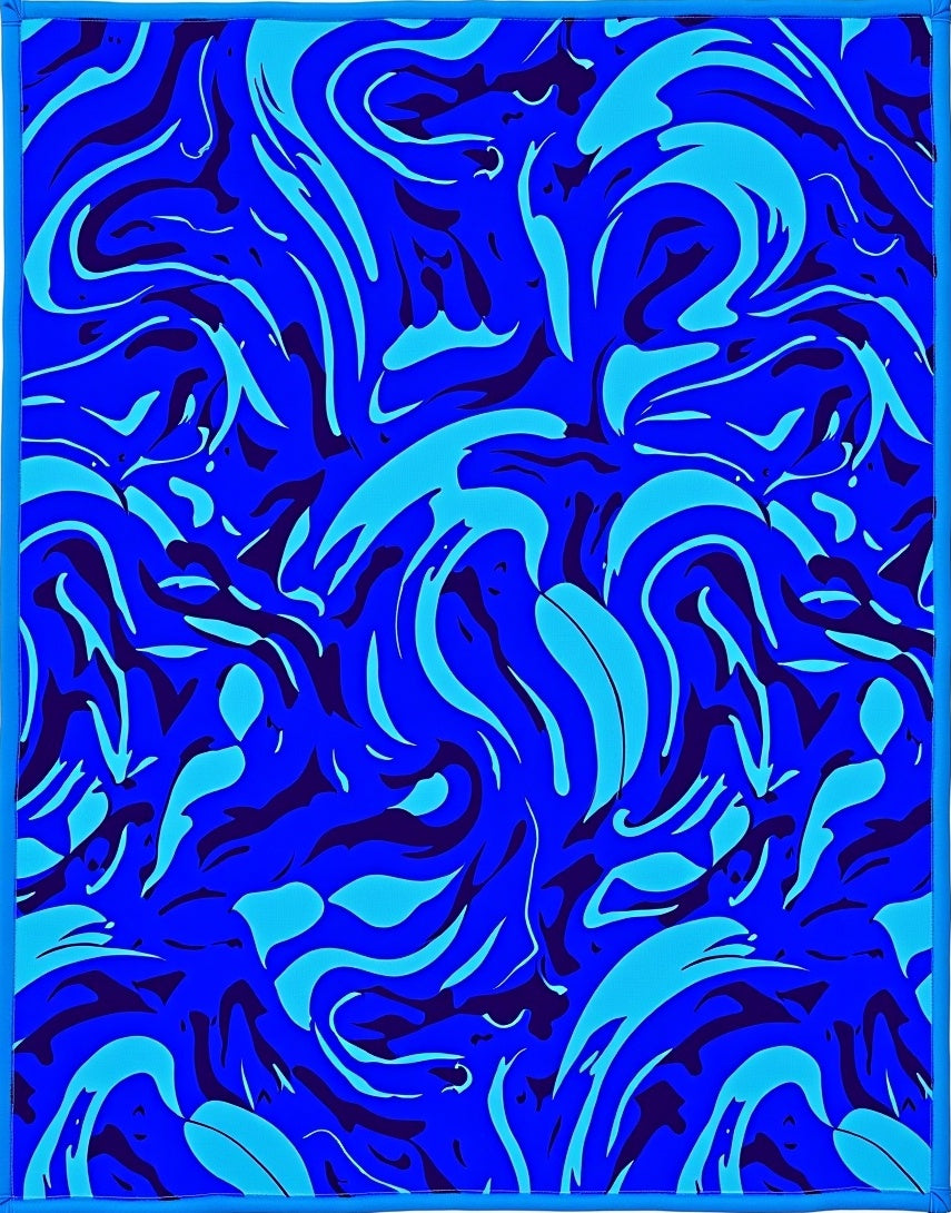 Vivid Blue Swirl Abstract Pattern Rug