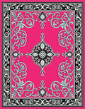 Exotic Pink Floral Scroll Design Rug
