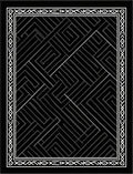 Geometric Maze Pattern Black White Rug