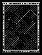 Geometric Maze Pattern Black White Rug