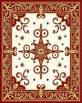 Ornate Red Gold Medallion Pattern Rug