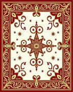 Ornate Red Gold Medallion Pattern Rug