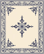 Intricate Floral Border Damask Pattern Rug