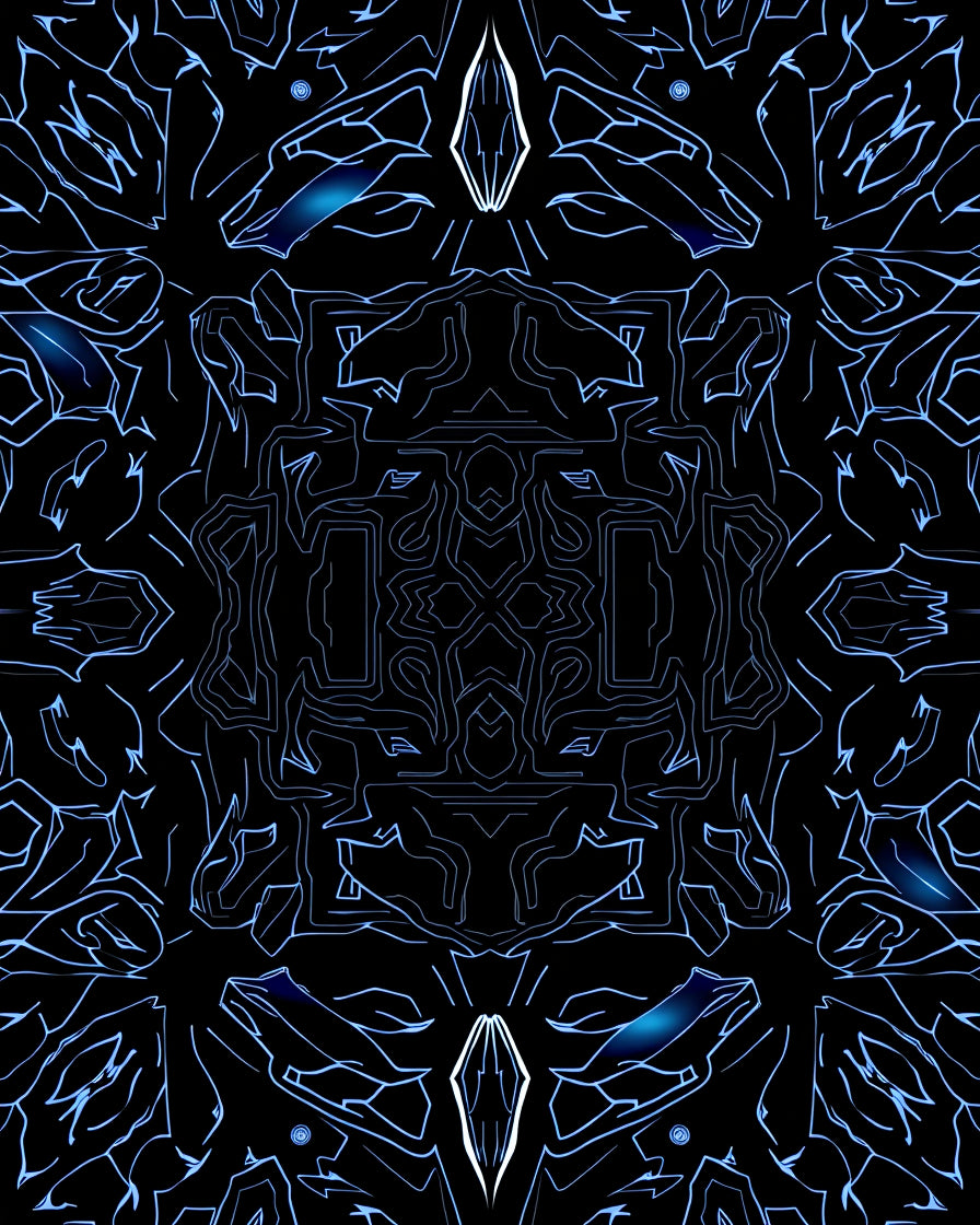 Abstract Blue Electric Symmetry Rug