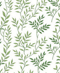 Delicate Green Leafy Vine Pattern Rug