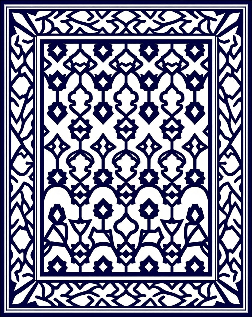 Intricate Abstract Geometric Lattice Pattern Rug