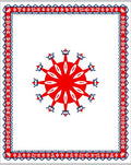 Bold Red Sunburst Bordered Rug