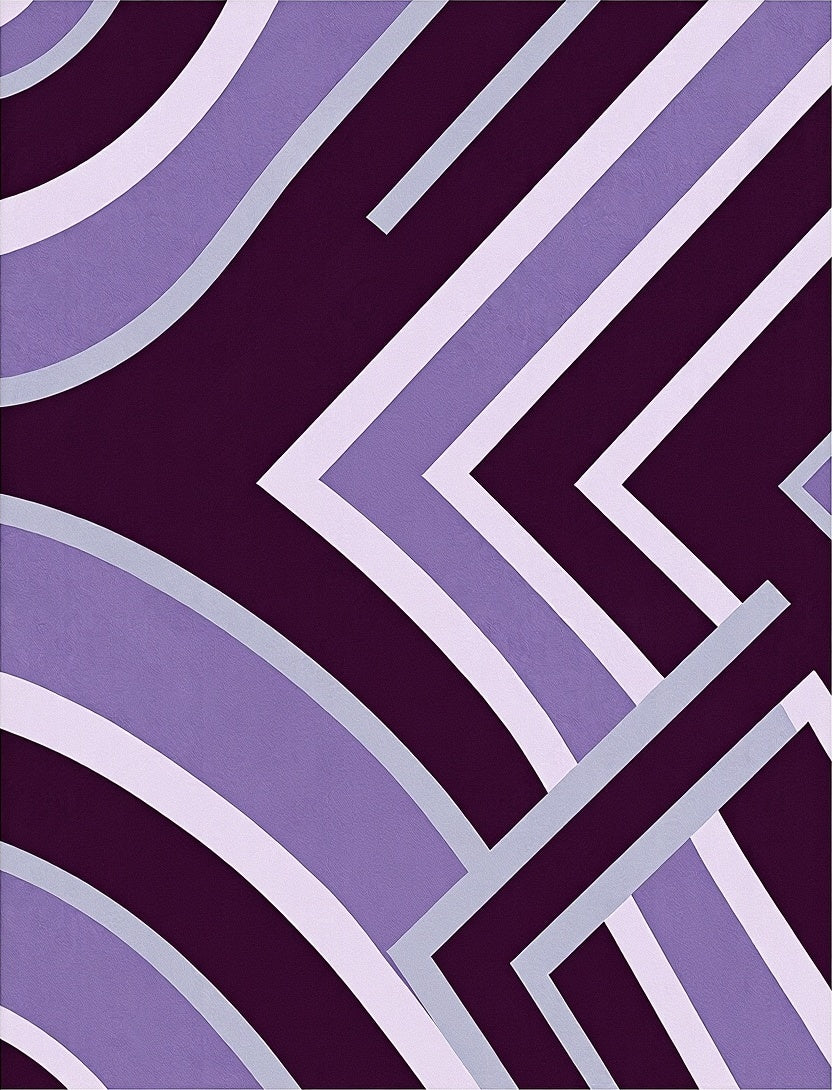 Purple Geometric Arc and Line Rug