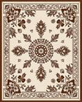 Traditional Brown Floral Medallion Design Rug