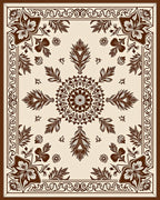 Traditional Brown Floral Medallion Design Rug