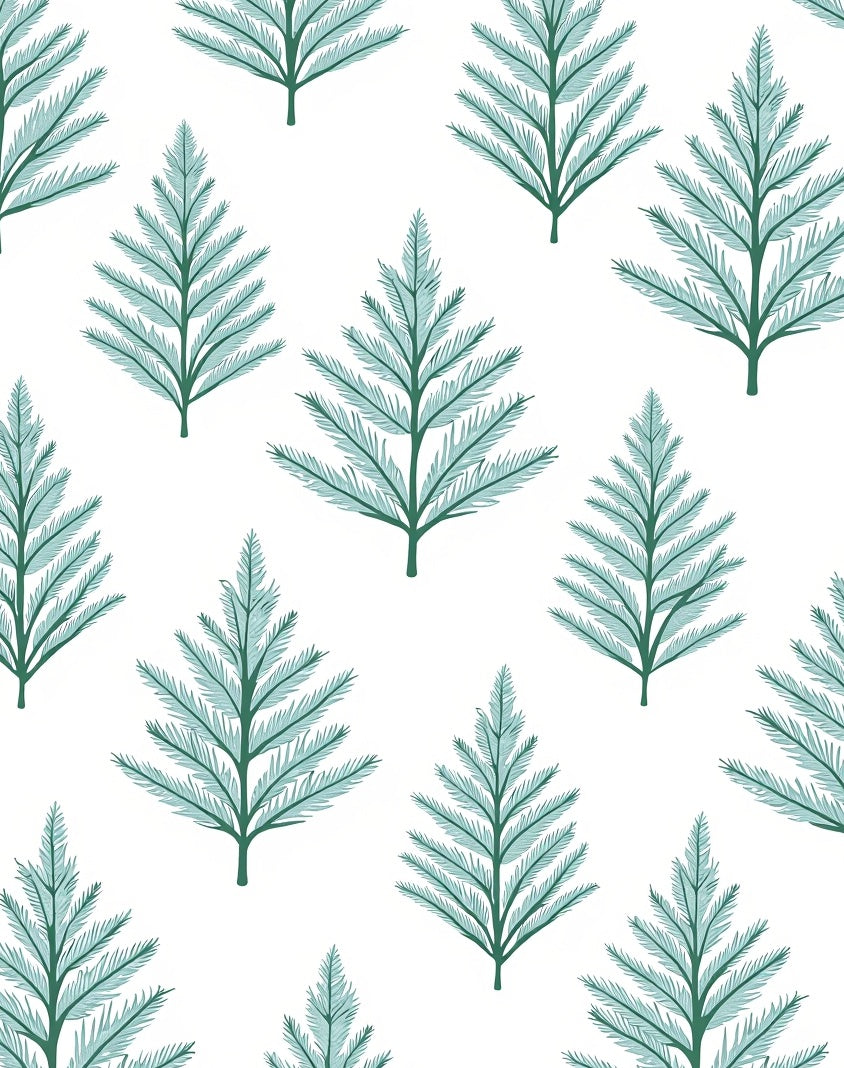 Teal Evergreen Fern All Over Rug