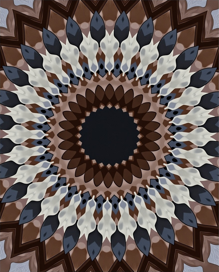 Brown Earth Toned Geometric Mandala Rug