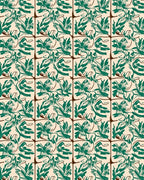 Emerald Leaf Patterned Square Design Rug