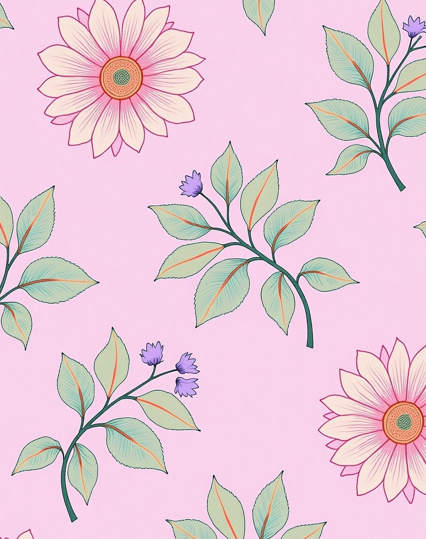 Delicate Floral Pattern In Pink Rug
