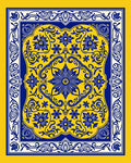 Royal Blue Yellow Floral Medallion Rug