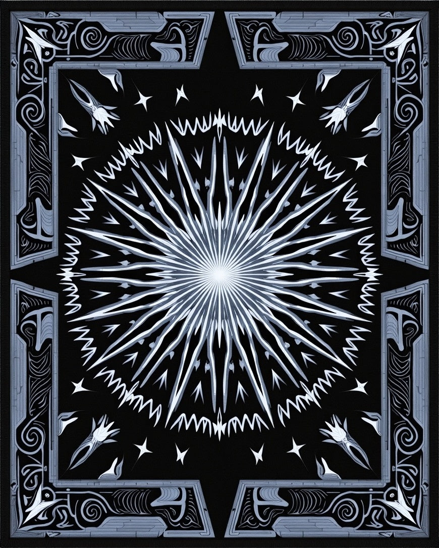 Abstract Radiant Starburst Dark Pattern Rug