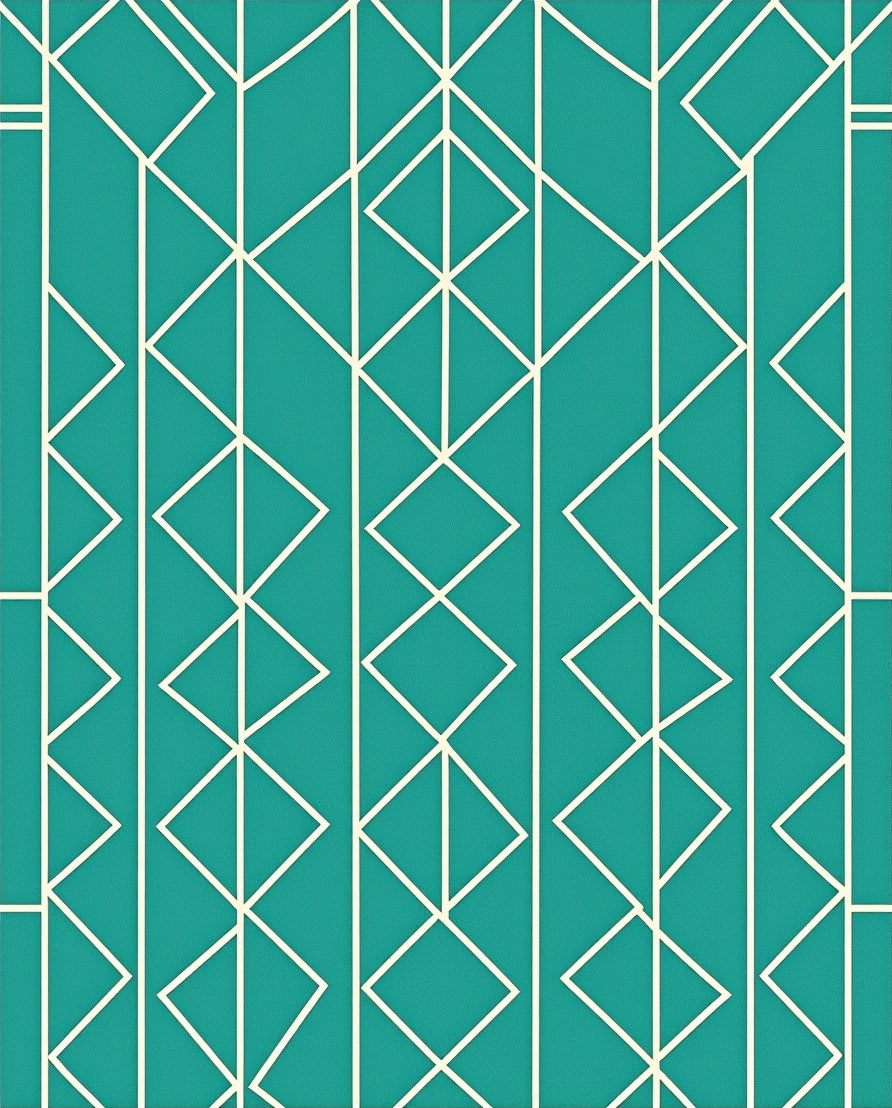 Teal Geometric Abstract Design Rug