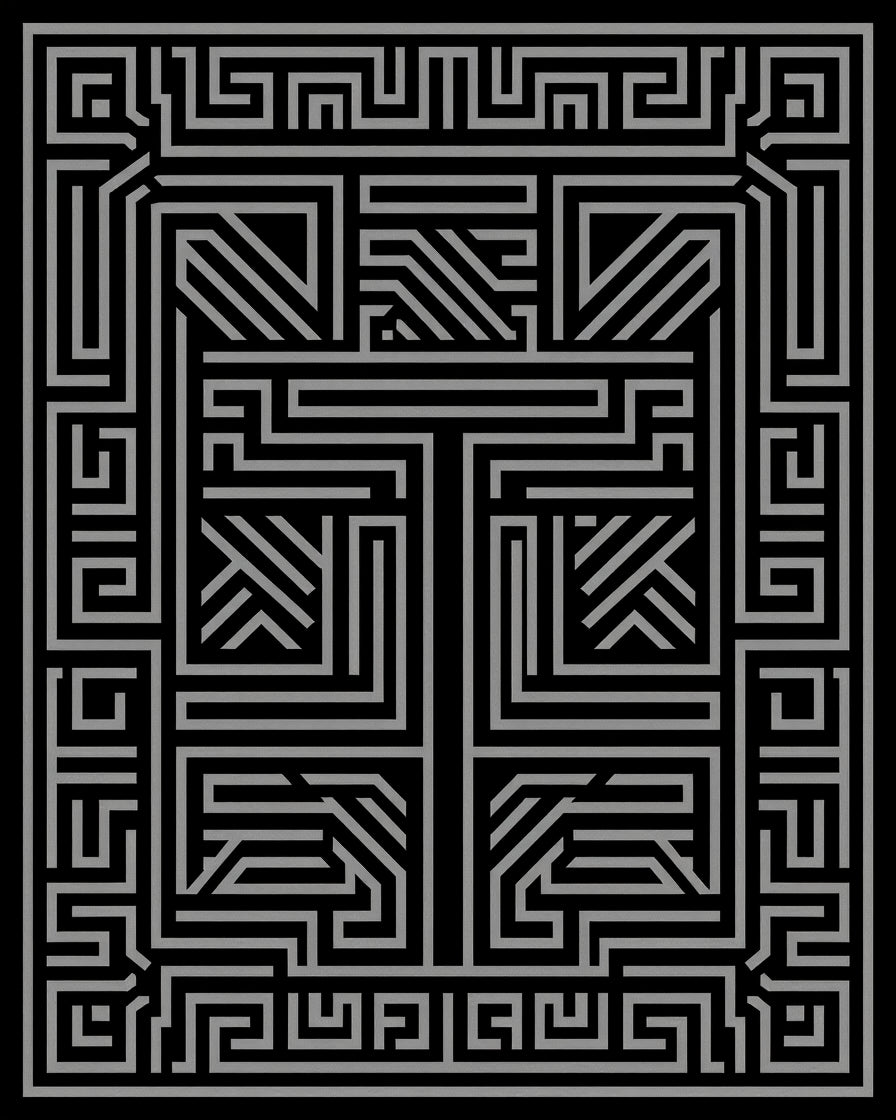 Modern Geometric Maze Pattern Rug