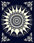 Mandala Floral Patterned Dark Rug