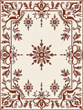 Rich Brown Floral Vine Border 4 Panels Rug