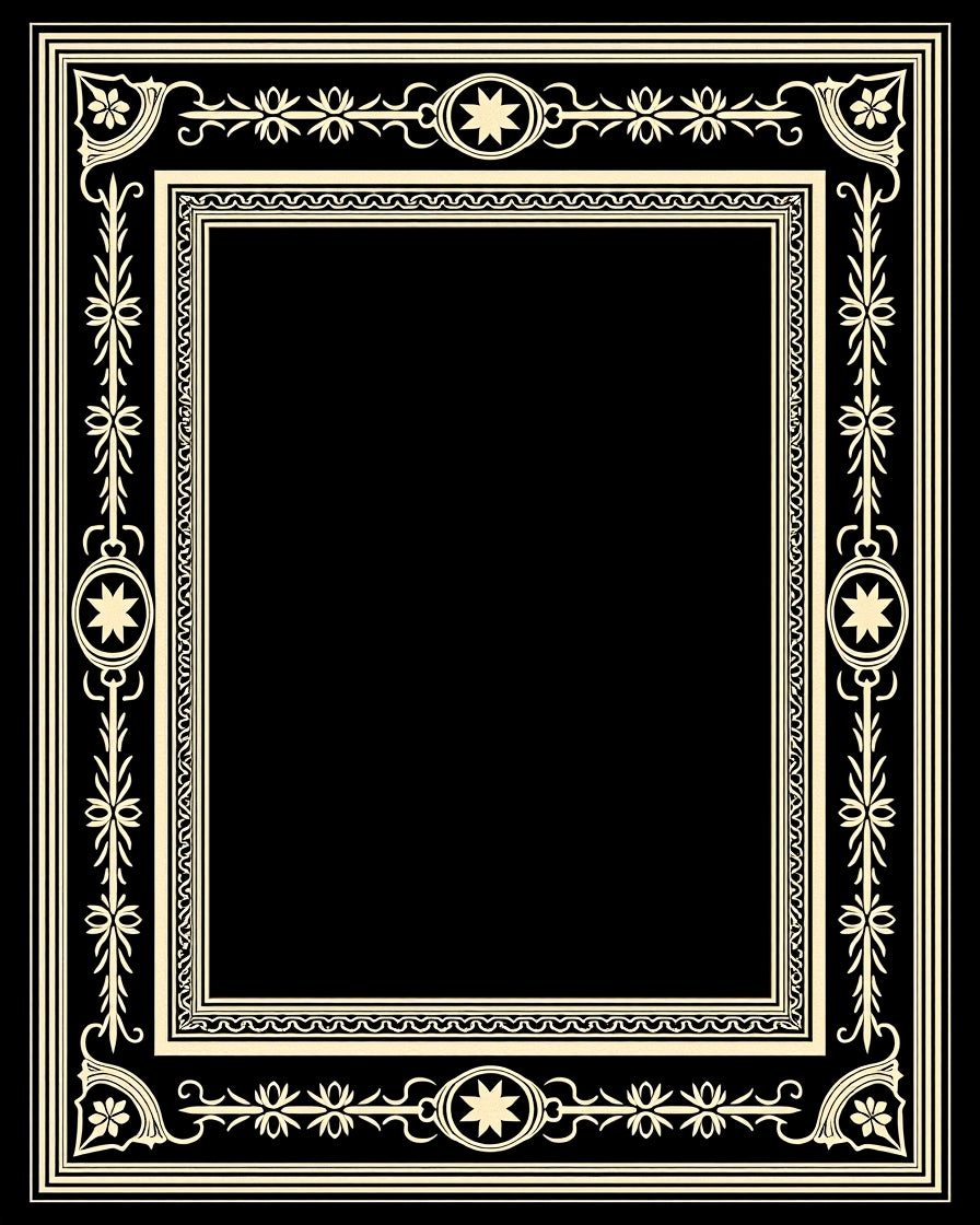 Cream Floral Star Accented Border Rug