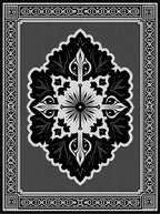 Ornate Black and White Graphic Medallion Rug