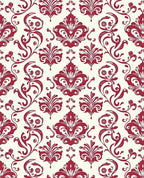 Crimson and Cream Damask Pattern Rug