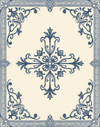 Vintage Blue Floral Scrollwork Design Rug
