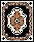 Ornate Floral Border Black Rug