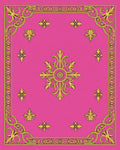 Ornate Scrollwork Pink Gold Pattern Rug