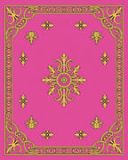 Ornate Scrollwork Pink Gold Pattern Rug