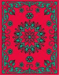Mandala Floral Red Teal Design Rug