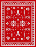 Red Winter Snowflake Tree Medallion Rug