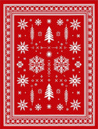Red Winter Snowflake Tree Medallion Rug