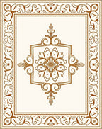 Classic Floral Scroll Border Design Rug