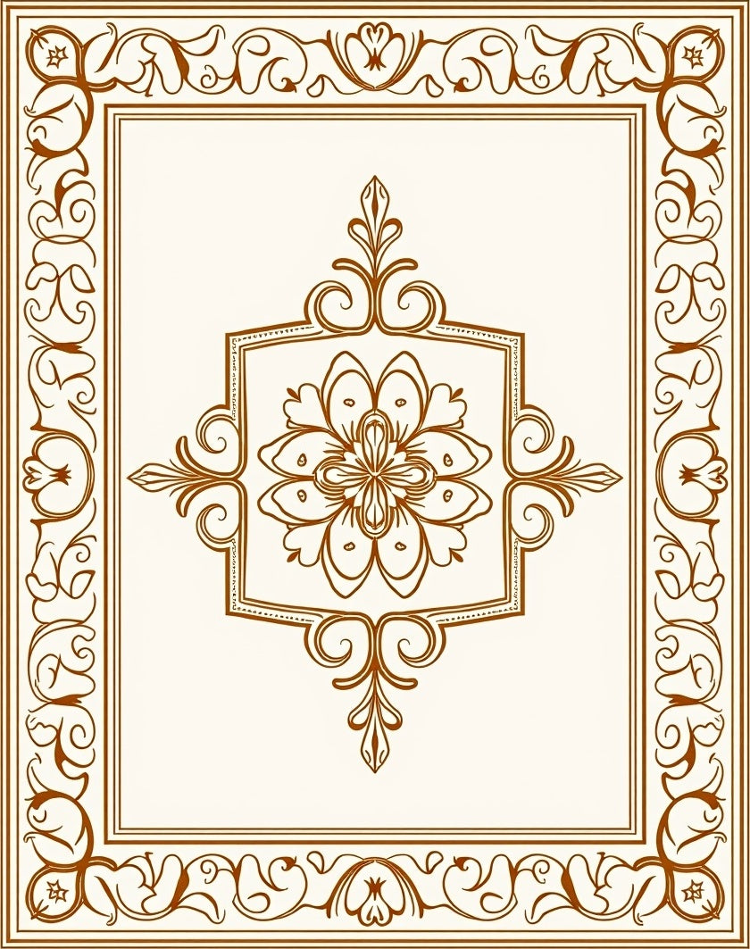 Classic Floral Scroll Border Design Rug