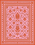 Ornate Floral Vine Pink Orange Rug