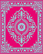 Vibrant Floral Scroll Pattern Rug
