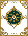 Ornate Dark Green Gold Medallion Rug
