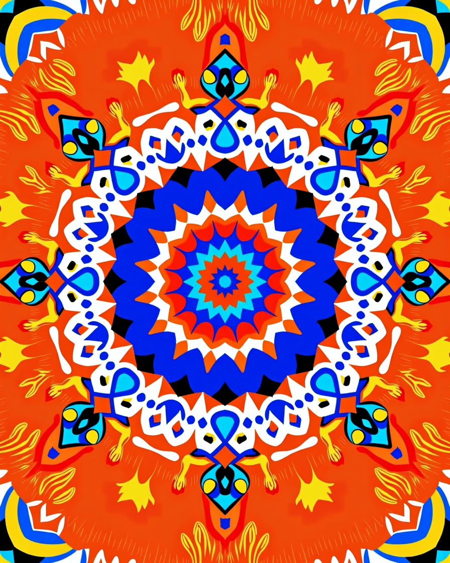 Vibrant Radial Mandala Pattern Rug