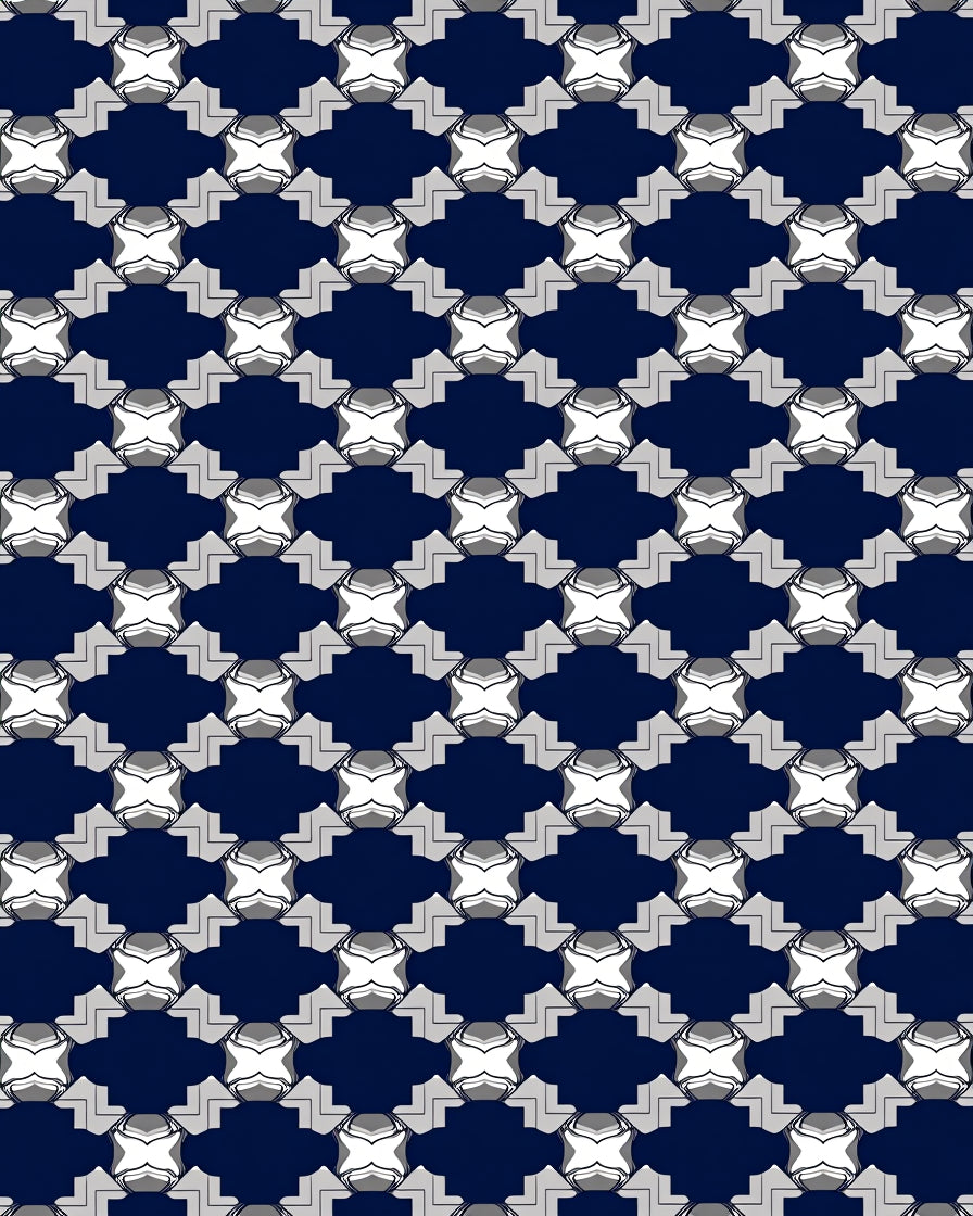 Gray White Interlocking Geometric Pattern Rug