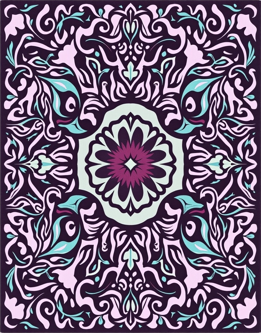 Ornate Floral Swirls Pattern Rug