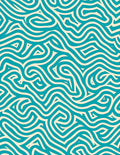 Abstract Teal Wavy Line Pattern Rug