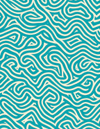 Abstract Teal Wavy Line Pattern Rug