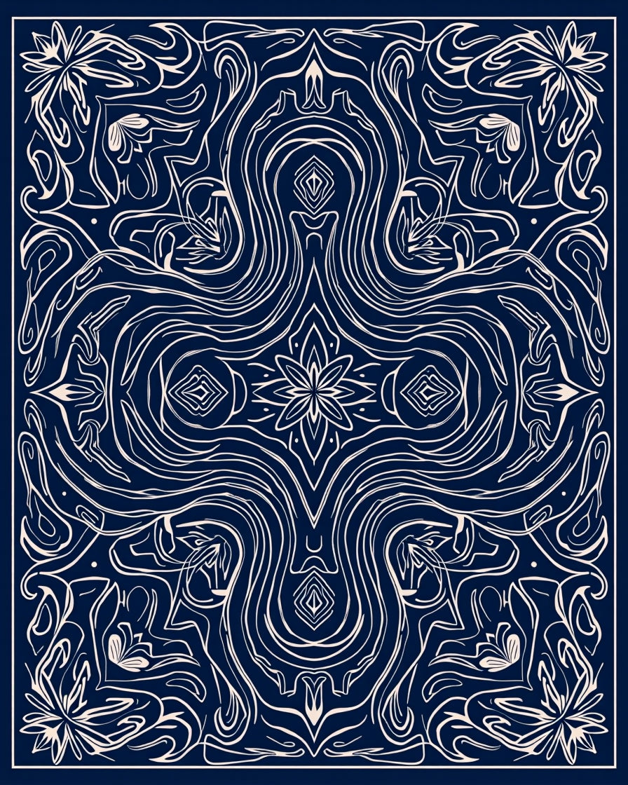 Ornate Swirling Floral Pattern Rug